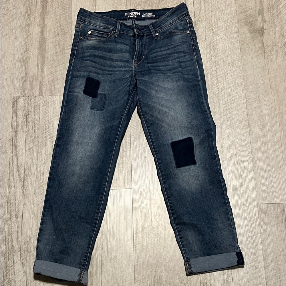 Denizen from Levi's Women's Distressed Dark Blue Jeans